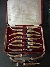 G.B. Wilson Pitlochry Stag Horn Stainless Steel Knife and Forks Set 16 Pieces