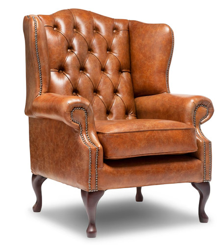 Antique style leather wingback - style,
