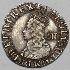 RARE 1660-1662 CHARLES I GREAT BRITAIN HAMMERED ISSUE SILVER 3 PENCE THREEPENCE
