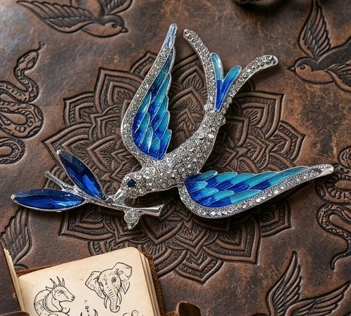 Blue enamel swallow - swallow, bird