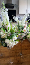 8 tall martini glass wedding centrepieces with flowers. Martin glass 60cm 