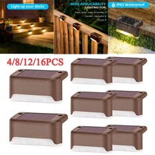 4/8/12/16PC LED Solar Power Fence Wall Lights Garden Lamp Step Path Decking Lamp