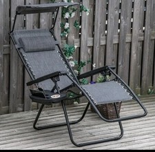 Outsunny Zero Gravity Garden Deck Folding Chair Patio Sun Lounger Cup Holder New