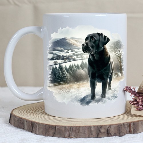 Black labrador dog - black, winter