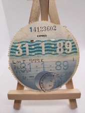 Vintage Ford Stamped 1989 Old Original Vehicle Road Car Cars Tax Disc Discs 89