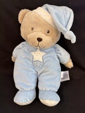 Mothercare Blue Bedtime Bear ~ Soft Big Star & Stars Teddy Comforter Toy plush