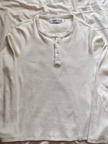 Anovair cream ribbed henley - cream,
