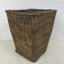 1930s British Handmade Wicker Waste Paper Bin – Vintage Tapered Basket