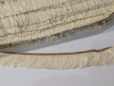 FULL CARD 48mtres cream/brown VINTAGE polyester fringe 35mm wide