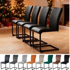 Set of 2/4/6 Dining Chairs Velvet Padded Seat Metal Frame Office Home Furniture