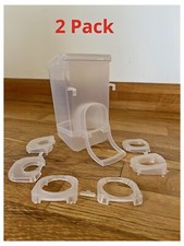 2 Pack SEED HOPPER/ FEEDER PLASTIC FOR AVIARY BIRD CAGE - FINCH CANARY