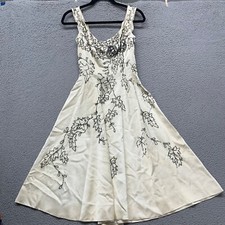 Vtg Ceil Chapman Dress Champagne Beaded Sequin 1950s Silk Satin Midi Elegant