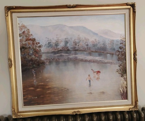 Large vintage oil painting - painting, of