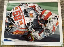 Marco Simoncelli Limited Edition Moto GP Art Print by Colin Carter Signed