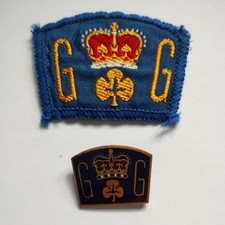 Vintage GG Queens Girl Guide Award Cloth Badge and enamel badge Guiding.