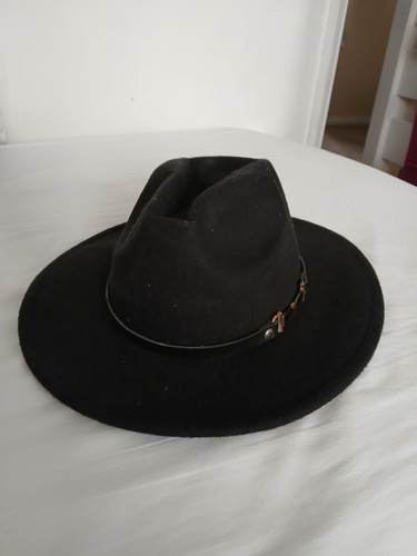 Ladies fedora style hat black - ladies,