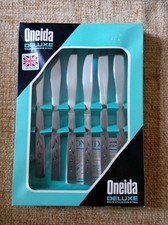 Vintage ONEIDA Capistrano 6 Dessert Knives Deluxe Stainless Steel BOXED 1970s