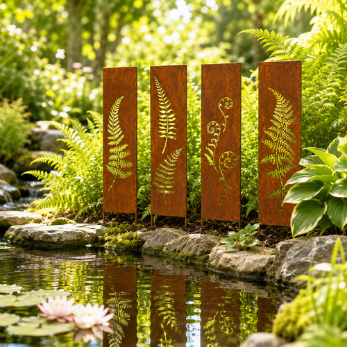 Fern leaf garden border stakes - fern,