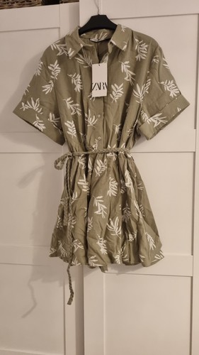 Bnwt zara green ecru leaf - green,