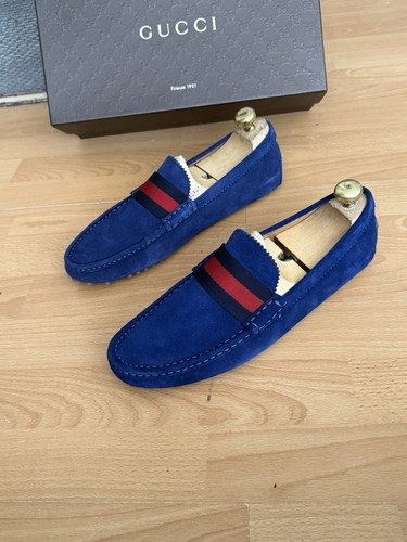 Gucci mens blue suede - suede, leather
