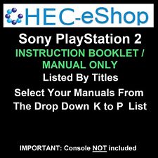 Sony PlayStation 2 - PS2 - Instruction Booklets Only Titles Beginning K - P