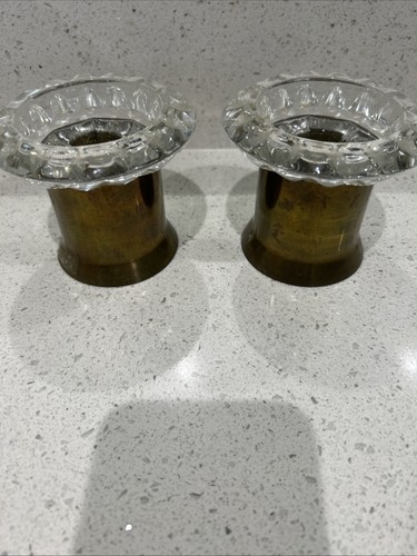 Pair french glass and brass - of,
