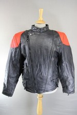 VINTAGE WADDINGTON CLASSIC BLACK & RED LEATHER BIKER JACKET 42 INCH CHEST