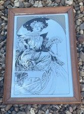 Alphonse Mucha Picture Mirror Paris Noel 1903 Vintage