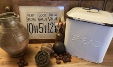 Vintage Bread Bin Enamel 1950’s Country Farmhouse Chic White