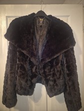 Lipsy Black Faux Fur Coat Size