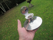 Edwardian Silver Hallmarked Capstan Inkwell B`ham 1909/10 Base Diameter 14.5cm