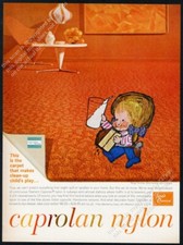 1963 Verner Panton orange Cone Chair photo Caprolan carpet vintage print ad