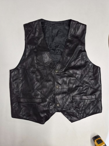 Vintage leather waistcoat - , 44"