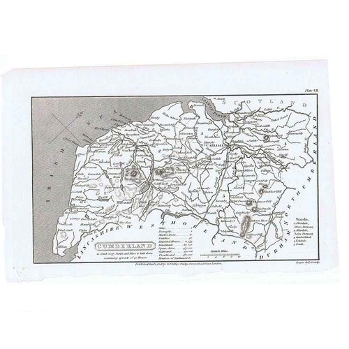 Antique map 1808 - -, cumberland