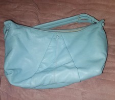 Beautiful Vintage Tula Light Blue Leather Handbag/Shoulder Bag Quite Large Insid