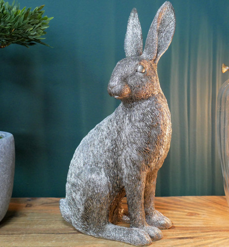 Silver coloured sitting hare - coloured,