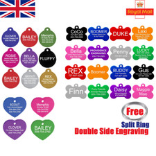 Quality Engraved Round/Bone Dog/Cat Tag Pet ID Tags Personalised Engraved Collar