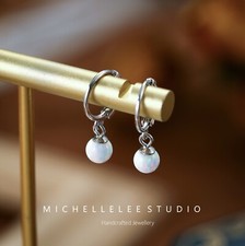Fire Opal Hoops Earrings in Sterling Silver, White Opal and Blue Opal Ball Huggi