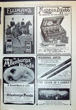 Old Print 1910 Ellimans Mappin Webb Swan Fountain Pen Allenburys Boulton 20th