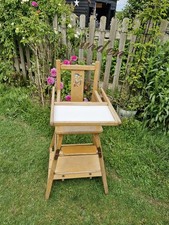 ANTIQUE VINTAGE  1950s  RETRO ORIGIONAL CONVERTABLE WOODEN HIGH CHAIR