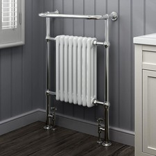 Towel Rail Radiator 4 Column Traditional Heated Bathroom Radiator + Valves