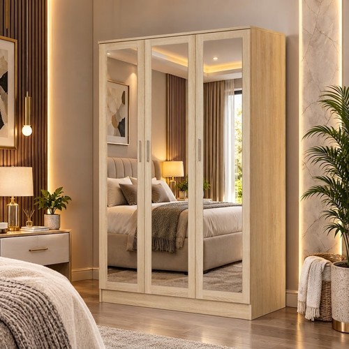 3door mirrored wardrobe fully - mirrored,