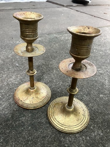 Antique brass candlestick set - antique,