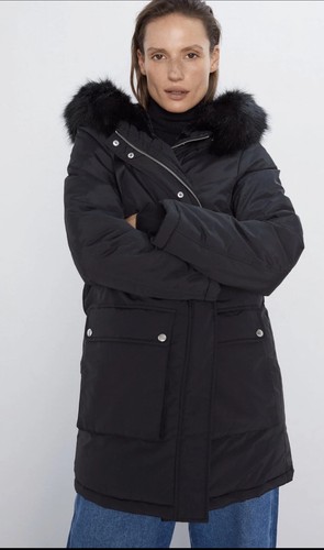 Zara black padded puffer - black,