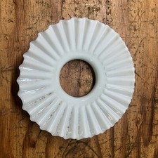 Antique 19th C. Victorian White Milk Glass Ruffled Pattern Petticoat Lamp Shade