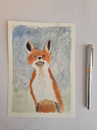 Watercolour fox original - fox,