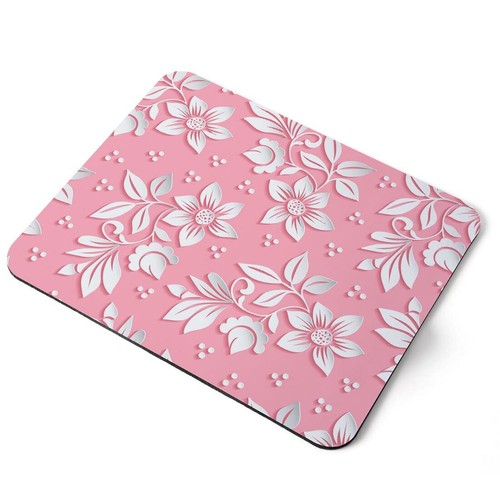 Mouse mat pad white flowers - mouse,