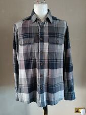 Marks & Spencer Men's North Coast Cotton Chambray Shirt Grey Check Large 41-43"