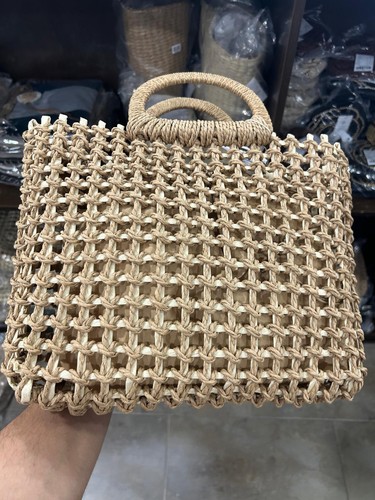 Boho straw tote bag - tote, women