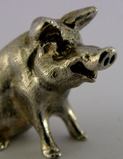 27g ENGLISH SOLID STERLING SILVER PIG FARM ANIMAL FIGURELONDON 1967